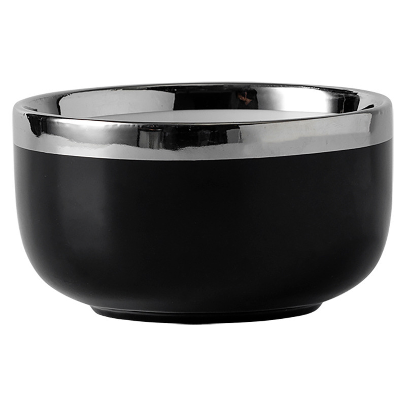Ceramic tableware with gold and silver rims